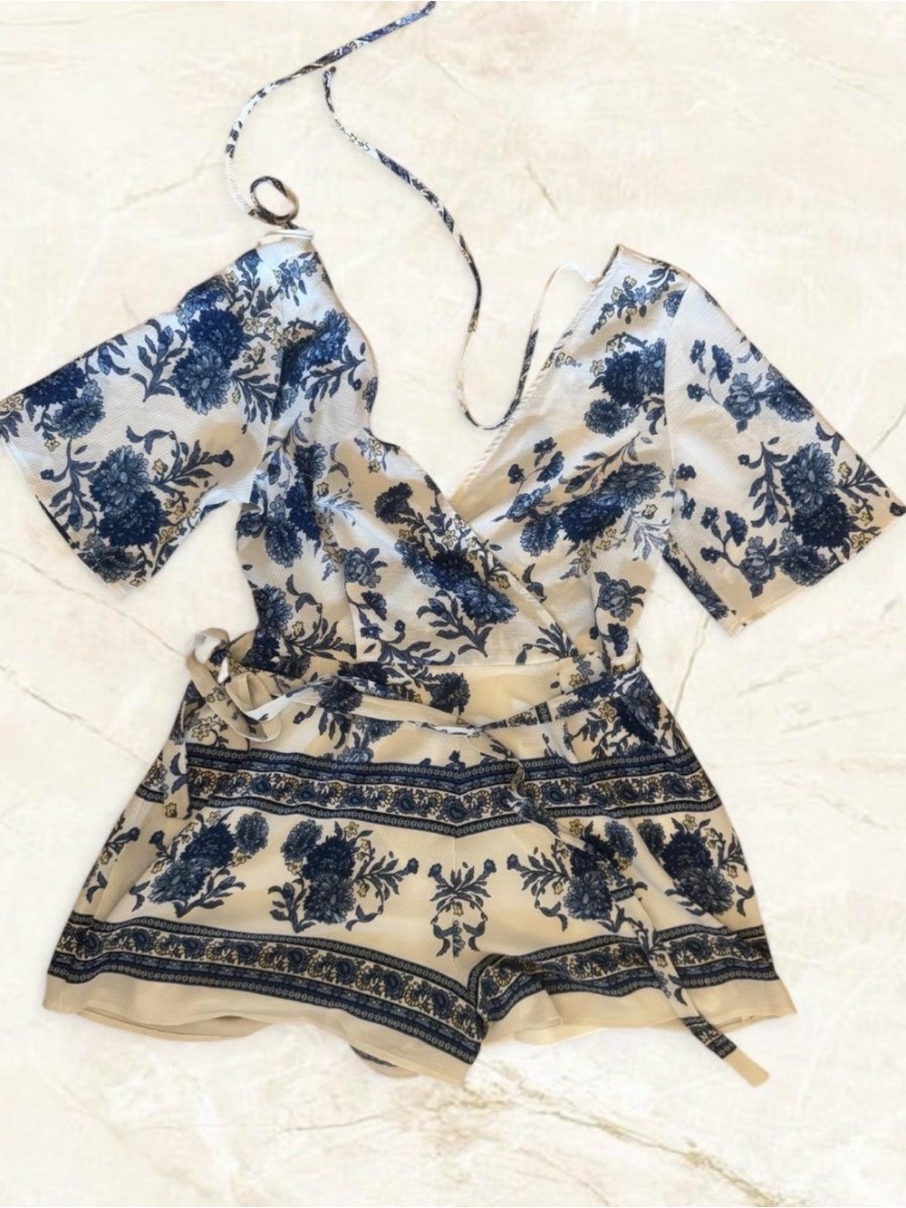 Trixxi Cottagecore Blue Hydrangea Romper- M